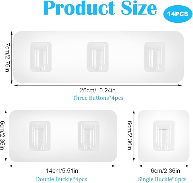 14 Pieces Shower Caddy Adhesive Hooks, Shower Shelf Adhesive Replacement, Shelf Hooks for Shelves for Installing Storage Racks in Scenarios Such as Bathrooms Kitchens Living Rooms