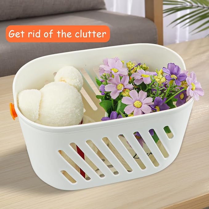 Plastic Hanging Shower Caddy with Hook Portable Kitchen Organizer Storage Basket Hanging Shower Caddy Basket for Bathroom Kitchen Pantry Bathroom Dorm Room（White）