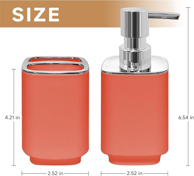 2Pack Orange Bathroom Accessories Set, Bohemian Bathroom Sink Set, Contain Soap Dispenser, Toothbrush Holder, Bathroom Toothbrush Holder Set