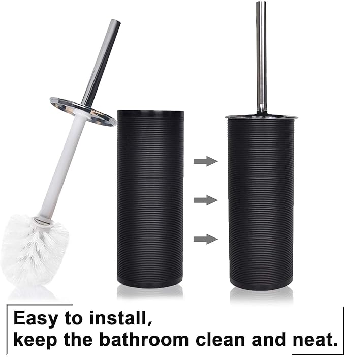 CERBIOR Bathroom Accessories Set 6 Piece Bath Ensemble Includes Soap Dispenser, Toothbrush Holder, Toothbrush Cup, Soap Dish for Decorative Countertop and Housewarming Gift, Black