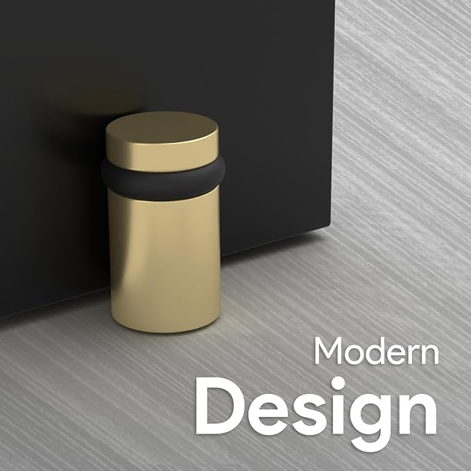 Mega Handles Floor Door Stopper, Quickly Installed Wall Protector, Wall Protectors from Door Knobs, Floor Door Stop with Mounting Hardware Included - Satin Brass - 2 Inch