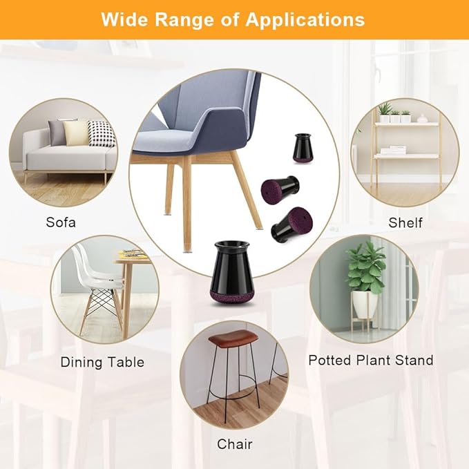 32 Pcs Chair Leg Protectors for Hardwood Floors, Silicone Felt Furniture Leg Cover Pad for Protecting Floors from Scratches and Noise, Smooth Moving，Black X-Small(Fit Round Diameter：1/2" to 5/16")