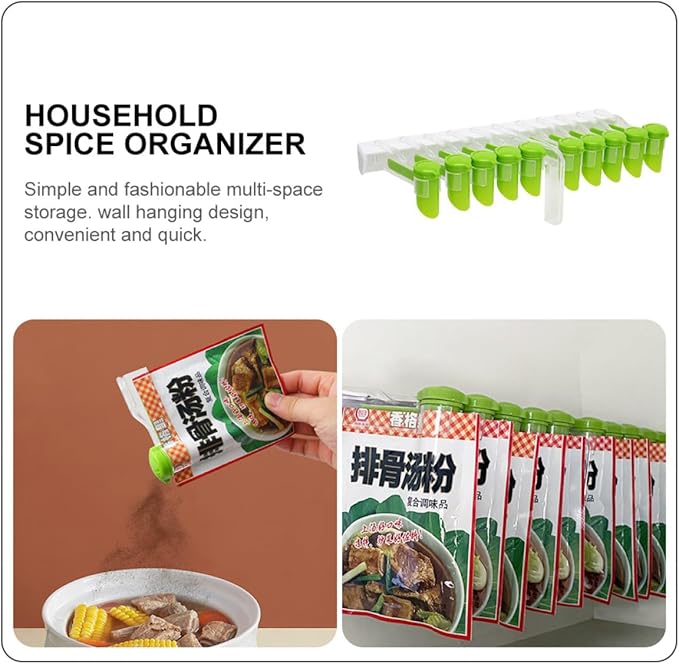 Mobestech Wall-mounted Spice Rack and Seasoning Organizer, Nail-free Household Seasoning Storage Rack with Rotatable Clip, Kitchen Pantry Organizer for Convenient Spice Supply