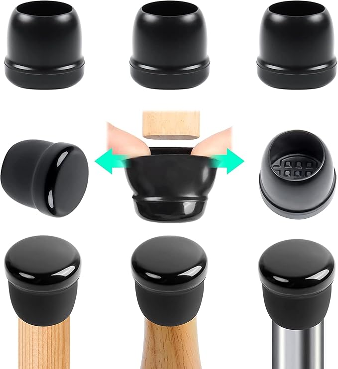 Ezprotekt 24 Pcs Chair Sliders for Carpet, Chair Glides for Carpet, Round Carpet Teflon Furniture Pads, Bar Stool Leg Protectors Caps, Furniture Sliders for Table, Chair (L Fit: 1-1/10" to 1-3/10")
