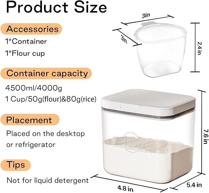 LivLab Flour Storage Container 4.5L with Easy-to-Use Dispenser - Perfect for Bakers and Cooking Enthusiasts