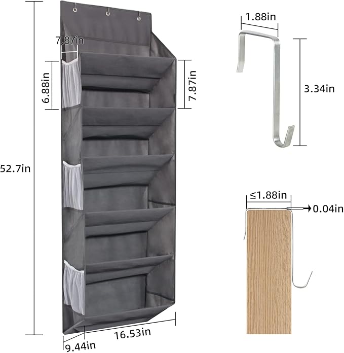 Miracsnail Over the Door Shoe Rack Organizer Hanging Fits 12 Pairs Shoes with 6 Mesh Pockets 6 Deep Large Pockets 50lbs Weight Capacity Behind the Door Storage Organizers for Closet Narrow Door 1 Pack