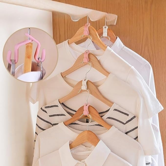 Space Saving Hangers Connector Hooks 20 Counts, High Load-Bearing Clothes Hanger Connector Hooks, Hooks for Hangers, Random Colors