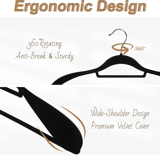 12 Pack Velvet Suit Hangers for Men, 360 Rotating Hooks, Non-Slip, Space-Saving, Suitable for Dress, Pants, Shirts, Skirts, Ties