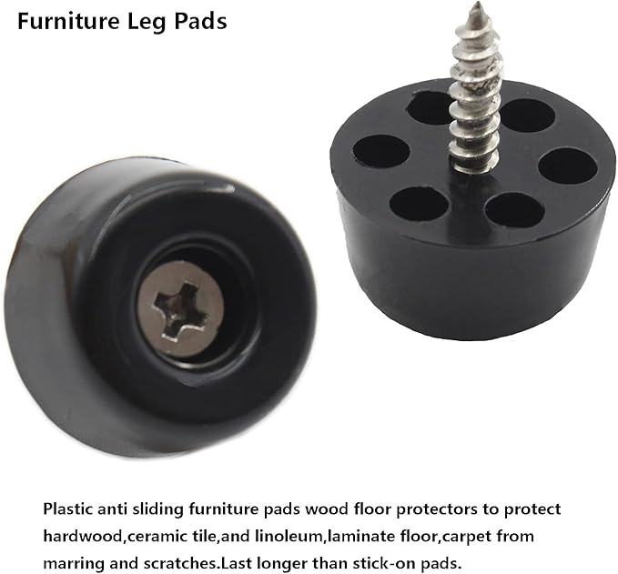 20PCS Round Furniture Pads,TTZEZE Heavy Duty Nail-on ABS Plastic Pad for Wood Furniture and Hard Floor Surfaces Chair Cabinet Table Sofa Couch Stool Leg Feet Floor Protectors Slide Smoothly (Black)