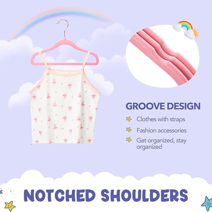 HOUSE DAY Velvet Baby Hangers for Closet, Kids Hangers Velvet 60 Pack, Non Slip Toddler Hanger 11.8 Inch, Durable Childrens Hanger for Newborn Baby Clothes- Blush Pink