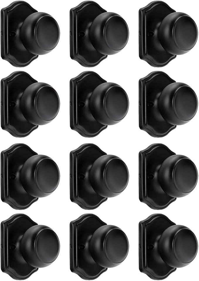 Haidms Black Dummy Door Knobs Interior, Dummy Interior Door knobs, Matte Black Indoor Dummy Doorknobs for Closet or Hall (12 Pack)