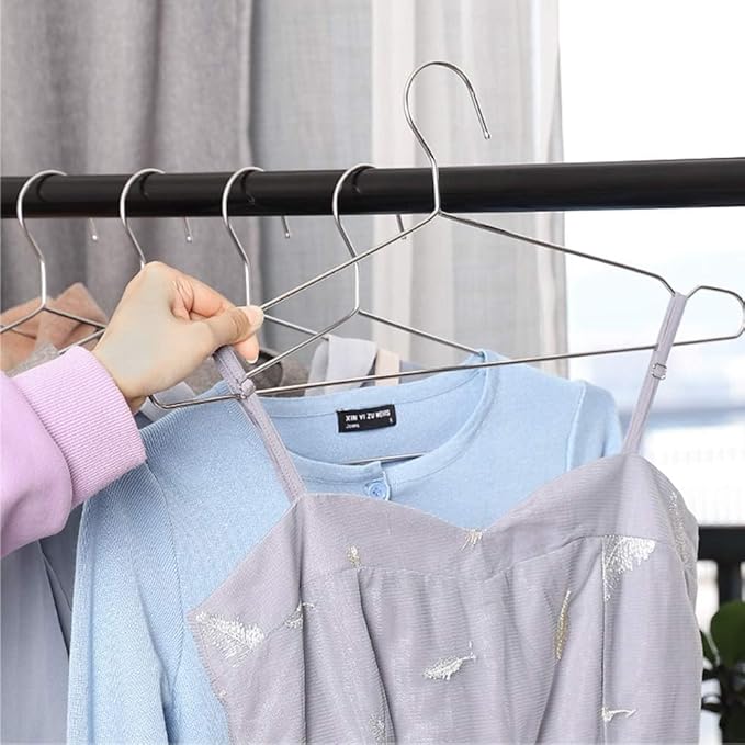 Coat Hangers Clothes 20 Pack Wire Hangers Heavy Duty Stainless Steel Hanger with Non Slip Grooves, 16.5 Inch Ultra Thin Metal Hangers Space Saving Clothing Hanger Silver