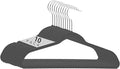 Simplify Children’s 10 PK Velvet Hangers | Dimensions : 13.78" W x 8.46" H | Durable Plastic | Non-Slip | Keeps Shape | 14” Width | Children Sizes 2-16 | Grey