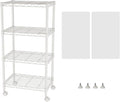 SINGAYE 4 Small Shelves Storage Shelf Wire Shelving Unit Metal Shelf Adjustable Organizers Storage Shelving with Wheels for Bathroom Laundry Room Kitchen Pantry11.5”D x 17.5”W x 30.5”H White