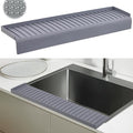 Sink Edge Protector with Suction Cup 4"x30" 20" 14" Silicone Sink Splash Guard for Kitchen & Bathroom, Protect Countertop from Scratches, Stains, for Stainless Steel Granite Quartz-Grey