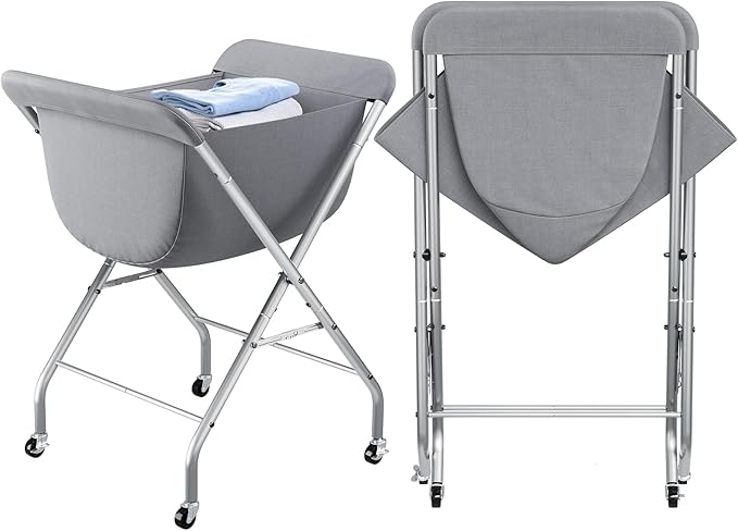 ELYKEN Laundry Cart with Wheels, 33”H Easy Rolling Laundry Hamper with Removable Liner Bag, Sturdy Metal Frame Clothes Basket with 4 Casters and 2 Brakes