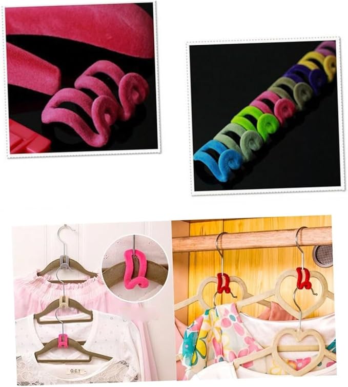STOBAZA 20pcs Space-Saving Hanger Connectors Mini Hooks for Clothes Organizer Slip Flocking Hanger Hook