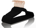 MIZGI Premium Velvet Hangers (30 Pack) Heavy Duty- Non Slip - Velvet Suit Hangers Black - Copper/Rose Gold Hooks,Space Saving Clothes Hangers (Black)