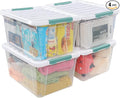 Zerdyne 35 L Clear Large Storage Box, Plastic Storage Bins, Set of 4