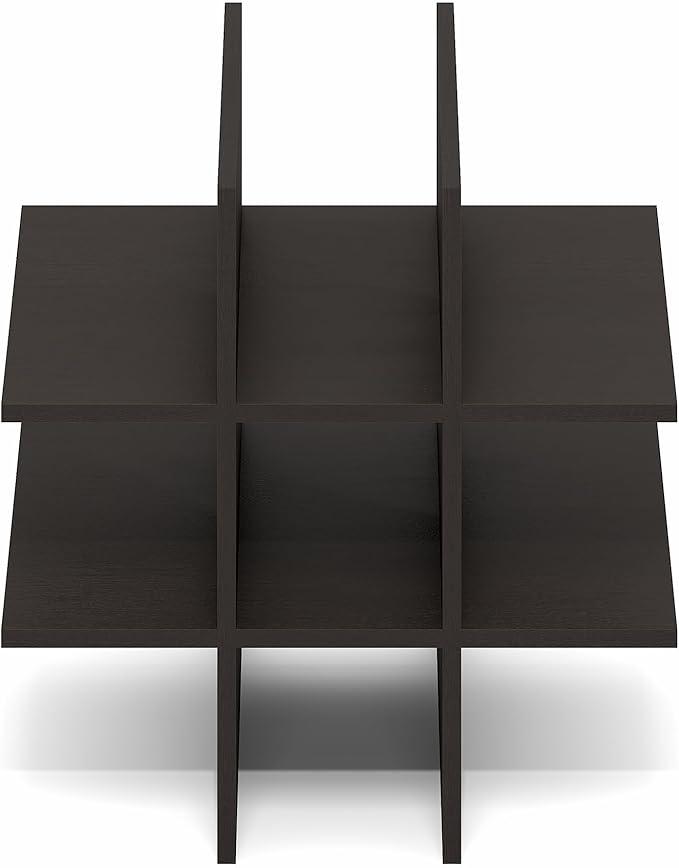 Furinno Cubicle Cube Insert, 9-Compartment Cube Organizer, Geometric Shelf Accessory, Fits into Furinno Triple Thick Cubes, IKEA Kallax, for Organizers and Storage, Black Dark Oak