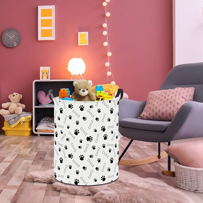 19.7" Laundry Basket,Dirty Clothes Hamper,Waterproof Storage Bin,Room Decor,Gift Baskets,Nursery Hamper(Paw)