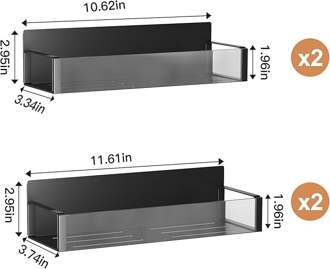 2/3/4 Pack Moveable Fridge Magnetic Spice Racks,Metal Black/White (Clear)