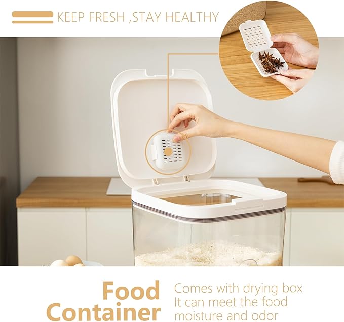LivLab Flour Dispenser 10LBS - 5 L /5 QT /5 KG Rice Container Storage Food Cereal Container Bins Household for Kitchen Pantry Organization (5 L)