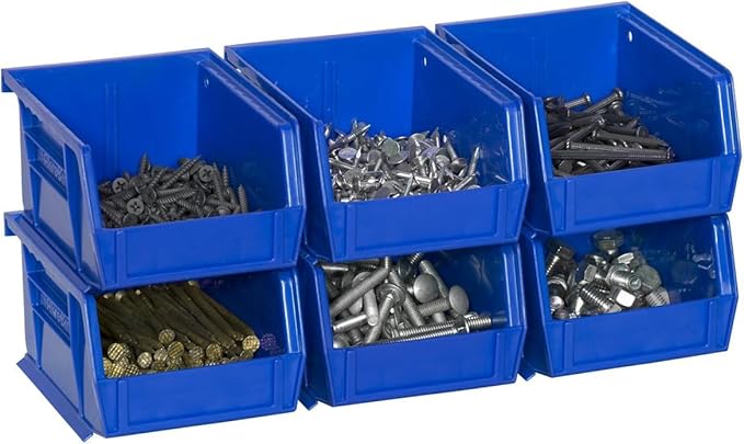 Akro-Mils 30210 AkroBins Plastic Storage Bins, Space-Saving Stackable Bins for Garage, Pantry, Craft Organization, 5" x 4" x 3", Yellow, 6-Pack