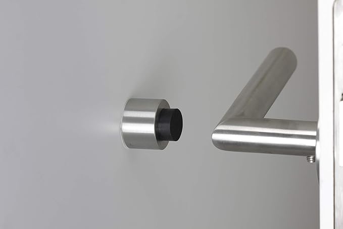 EVI | Wall Adhesive Doorstop | 1.1'' X 1.1'' | Black Rubber | Stainless Steel | Matte Finish | Great Adherence | 100% Functional | Mod. 198/28