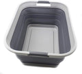SAMMART 42L(11 gallon) Collapsible Plastic Laundry Basket-Foldable Pop Up Storage Container/Organizer-Portable Washing Tub-Space Saving,Water capacity 34L(9 gallon) (1 Rectangular - strengthen, Grey)