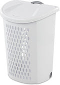 Wheeled Plastic Laundry Hamper,Ultra Wheeled Design Clothes Laundry Basket,Extra Large 135L Pull Handle & Side Grips Plastic Ventilated Clothes Basket for Home, Dorm, or Apartment