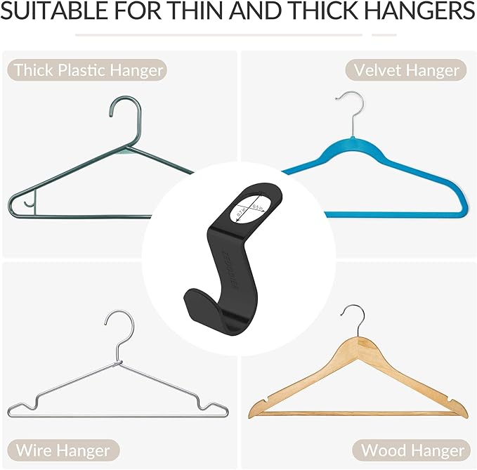 ZEDODIER Metal Clothes Hanger Connector Hooks, 20 Pack Super Sturdy Hanger Extender Hooks, Efficient Closet Space Saver, Easy to Use, Suitable for Heavy Clothing, Black