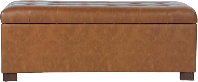 Spatial Order Large Tufted Storage Bench - Carmel Faux Leather