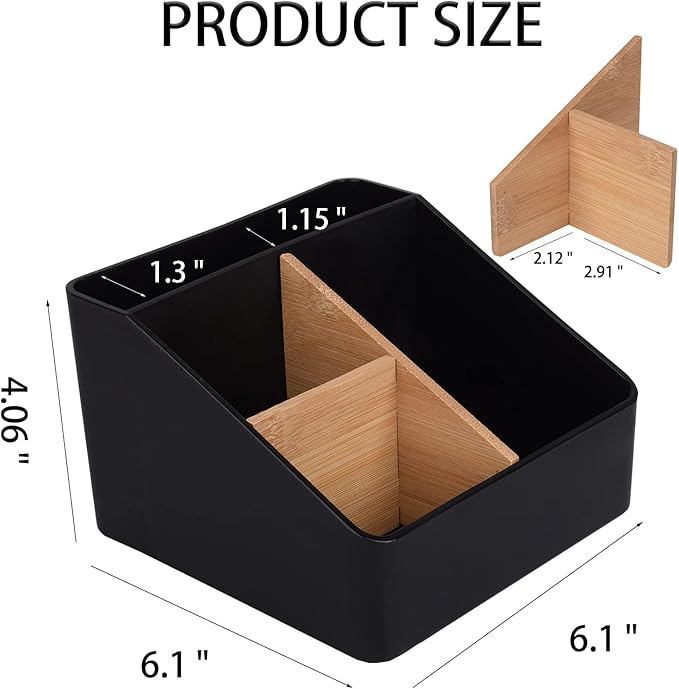 Toothbrush Holder for Bathrooms, 5 Slots Tooth Brush Holder with Detachable Bamboo Dividers, Countertop Organizer for Electric Toothbrushes, Toothpaste, Razors, Floss - Wihte