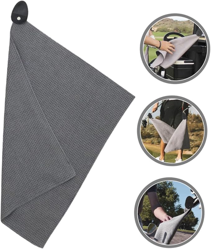 Angoily Golf Ball Towel Magnetic Microfiber Quick-Dry Sports Towel with Buckle Portable Professional Golf Cleaning Cloth
