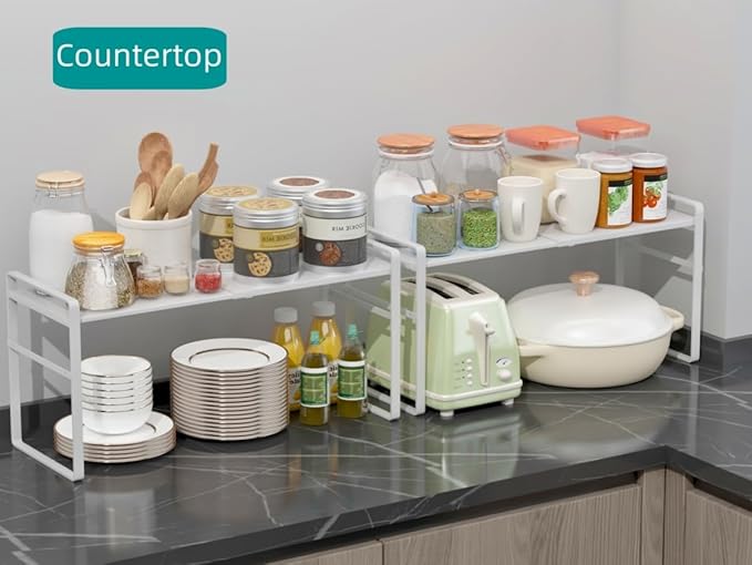 Expandable Cabinet Shelf Organizer Riser for Kitchen Pantry Cupboard Under Sink Countertop,kitchen cabinet shelf 8.3’’D * 12.2-23.6’’W * 10.4’’H
