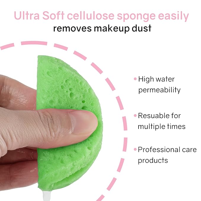 50-Count Compressed Facial Sponges,100% Natural Cellulose Cosmetic Make Up Sponges for Face Daily Facial Cleansing,Exfoliating,Makeup Removal(Multicolor)