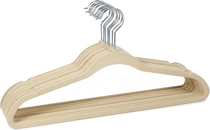 Simplify 10 Super Slim Velvet Huggable Hangers in Ivory