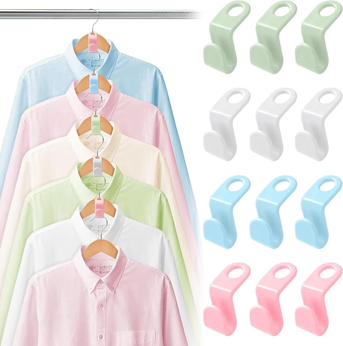 100 PCS Space Saving Hanger - Clothes Hanger Connector Hooks, Stacking Space Saver, Plastic Closet Organizers and Storage Extender for Heavy Duty Hangers Connection (100, Multicolor)
