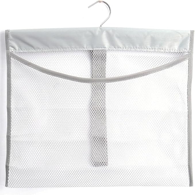 ALYER Hanging Mesh Shower Pockets for 34oz/1000ml Shampoo and Conditioner,Colorful Bath Toy organizer,Hanging Tandem Type Closet Accessories Storage Bag,Gray