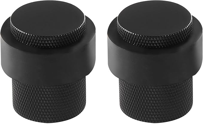 Solid Brass Door Stopper Heavy Duty Cylindrical Floor Mount Door Stop with Rubber, Wall Protector Mounted Doorstop Protect Door Knobs, 1-3/5" Height, 2 Pack, Matte Black