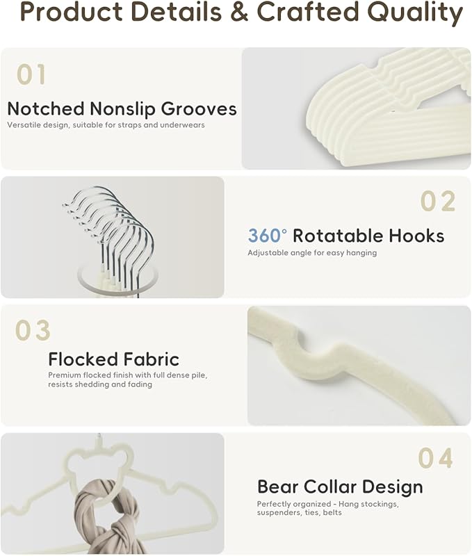 GoodtoU Velvet Hangers 50 Pack - Baby Hangers for Closet, Space Saving Kids Plastic Hangers for Toddler Infant Childrens Small Child Nursery Pants Clothes Organization 12.8 Inch