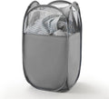 TECHMILLY Pop Up Foldable Laundry Basket, Mesh Laundry Hamper with Reinforced Handles for Dirty Clothes Storage in Dorm, Laundry Room, Bathroom, Grey(Fabric)
