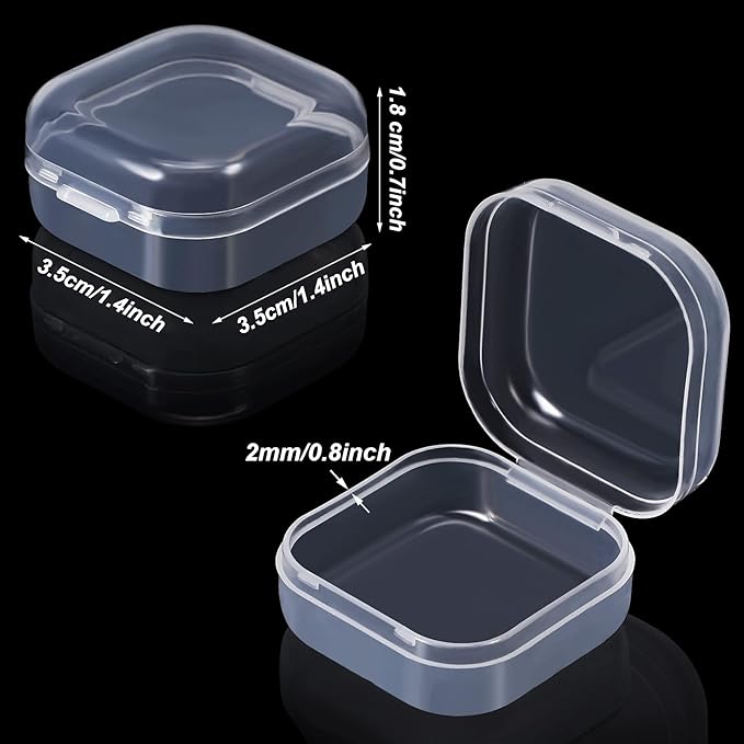 6 Pieces Mini Plastic Clear Beads Storage Containers Box for Collecting Small Items, Beads, Jewelry, Business Cards, Game Pieces, Crafts (1.37 x 1.37 x 0.7 Inch)