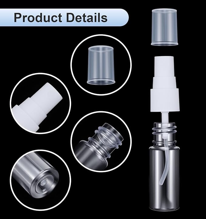 Mini Travel Spray Bottle, 8 Pcs 0.5 oz Portable Mini Spray Bottle Travel Safe Sealing for Outing Camping (Clear, 15 ml)