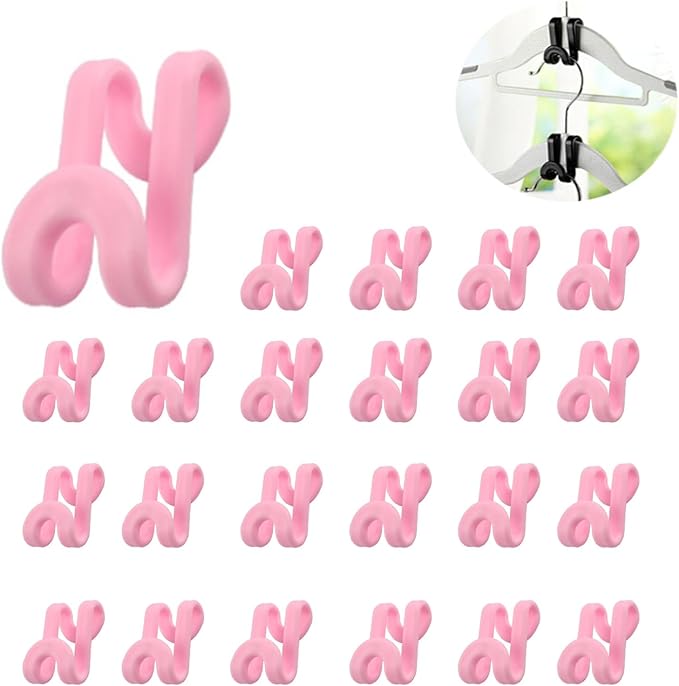 70 Pack Clothes Hanger Connector Hooks, Mini Cascading Hanger Hook, Heavy Duty Space Saving for Closet(Pink)