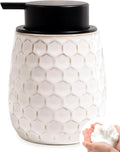 Foaming Soap Dispenser, 12OZ Ceramic Foam White Hand Soap Dispenser with Honeycomb Design for Kitchen or Bathroom, Refillable Dish Lotion Dispenser, ANTIS'S HOME