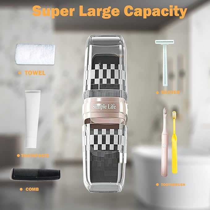 Toothbrush Case Travel, Travel Toothbrush Holder, Toothbrush Holder with Cover, Portable Toothbrush Case and Carrier, Ideal for Bathroom, School, and Business Travel Needs (Black)