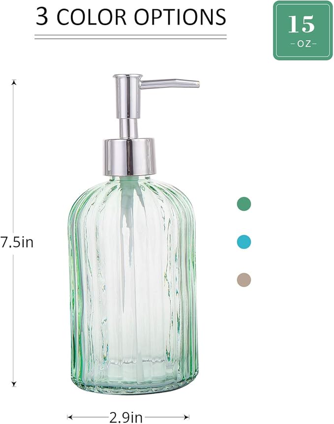 Cutiset Bathroom Accessories Set, 15oz Glass Soap Dispenser Bottle for Bath Decor, 3 Pack Set