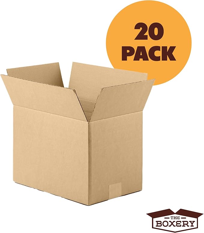 The Boxery 20"x16"x10" Brown/Kraft Corrugated Cardboard Shipping Boxes 20-Pack | Mailing, Packing, Moving & Storage for Business/Home – Durable - Eco-Friendly, Recyclable - Made in the USA